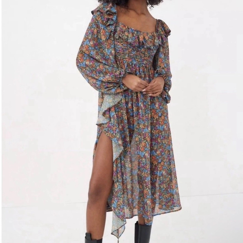 NWT For Love and Lemons Brittany Midi Ditsy Floral Midi Dress L
